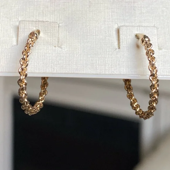 vintage yellow gold over 925 sterling silver hoop earrings. - Picture 12 of 15